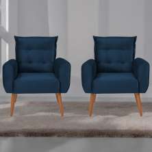 Conjunto de Poltronas Decorativas Lily Veludo Azul