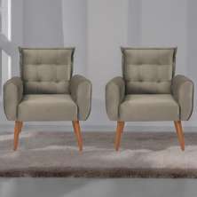 Conjunto de Poltronas Decorativas Lily Veludo Cappuccino