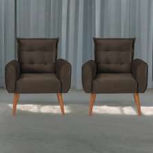Conjunto de Poltronas Decorativas Lily Veludo Marrom