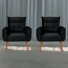 Conjunto de Poltronas Decorativas Lily Veludo Preto