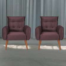 Conjunto de Poltronas Decorativas Lily Veludo Rose