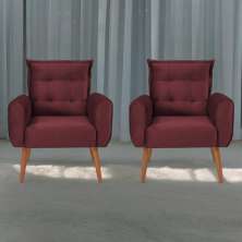 Conjunto de Poltronas Decorativas Lily Veludo Vinho