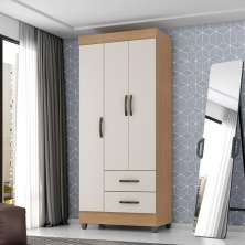Guarda Roupa 3 Portas Alambari Nature Off White