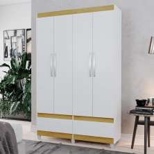 Guarda-Roupa com 2 Gavetas Kawasaki Branco Mel