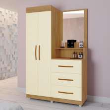 Guarda-Roupa com 2 Portas Saitama Ônix Mel Pérola