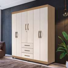 Guarda Roupa com 6 Portas Jordão Nature Off White