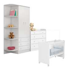 Jogo Completo Quarto de Bebê Arica Branco Branco