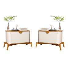 Jogo Mesa de Cabeceira Liepzig Off White Nature
