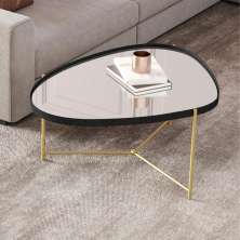Mesa Centro de Sala Kingston Preto Dourado