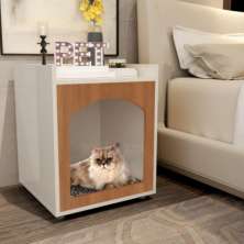 Mesa de Cabeceira Casinha Pet Wilson Off White Freijo 