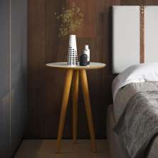 Mesa para Sala Oval Lateral Tianjin Off White Freijo