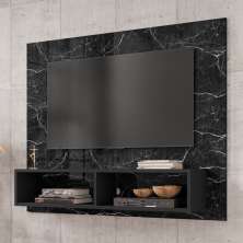 Painel para TV Ottawa com 2 Nichos Nero Efeito Marmorizado