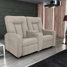 Poltrona 2 Lugares Reclinável Berlim Veludo Light Bege