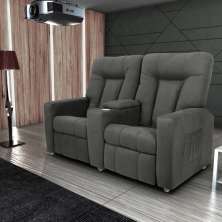 Poltrona 2 Lugares Reclinável Lara Veludo Light Cinza