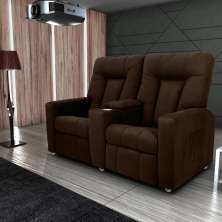 Poltrona 2 Lugares Reclinável Lara Veludo Light Marrom