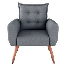Poltrona Decorativa Alison Linho Cinza Saturno