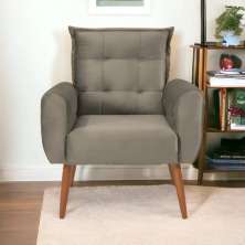 Poltrona Decorativa Alison Veludo Cappuccino