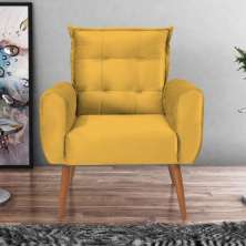 Poltrona Decorativa Vera Veludo Amarelo