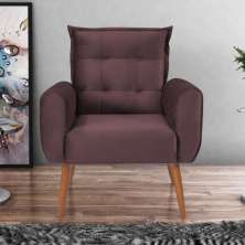 Poltrona Decorativa Vera Veludo Rosê