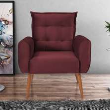 Poltrona Decorativa Vera Veludo Vinho