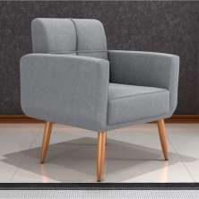Poltrona Decorativa para Sala Lages Boucle Cinza