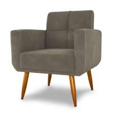 Poltrona Decorativa para Sala Lages Veludo Cappuccino