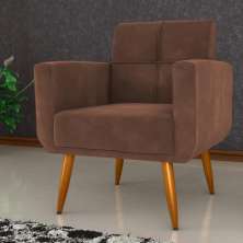 Poltrona Decorativa para Sala Lages Veludo Ferrugem