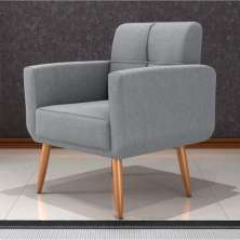 Poltrona Decorativa para Sala Lilian Boucle Cinza