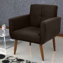 Poltrona Decorativa para Sala Lilian Suede Marrom