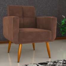 Poltrona Decorativa para Sala Lilian Veludo Ferrugem