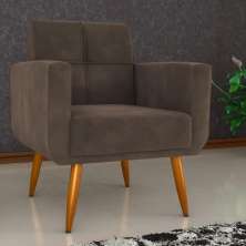 Poltrona Decorativa para Sala Lilian Veludo Marrom