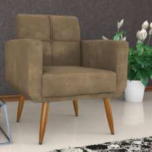 Poltrona Decorativa para Sala Lilian Veludo Turkey Cappuccino