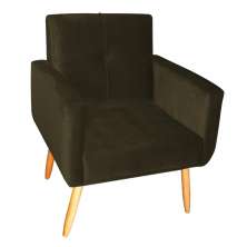 Poltrona Decorativa para Sala Lilian Veludo Turkey Marrom