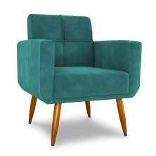 Poltrona Decorativa para Sala Lilian Veludo Verde Menta