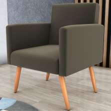 Poltrona Decorativa para Sala Luan Suede Cappuccino
