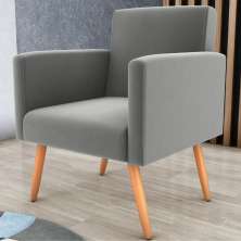 Poltrona Decorativa para Sala Luan Suede Cinza