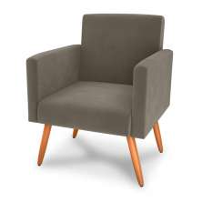 Poltrona Decorativa para Sala Luan Veludo Cappuccino
