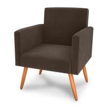 Poltrona Decorativa para Sala Luan Veludo Marrom