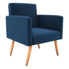 Poltrona Decorativa para Sala Pará Suede Azul