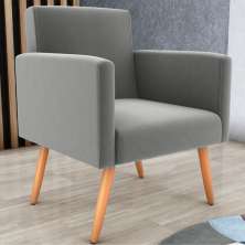 Poltrona Decorativa para Sala Pará Suede Cinza