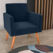 Poltrona Decorativa para Sala Pará Veludo Azul