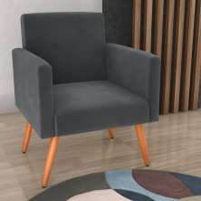 Poltrona Decorativa para Sala Pará Veludo Cinza