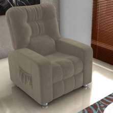 Poltrona Reclinável Almofada Derby Veludo Cappuccino