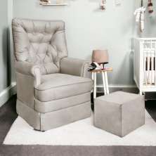 Poltrona com Puff Maternidade Chile Suede Bege