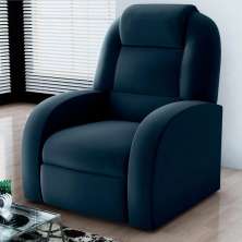 Poltrona para Sala Reclinável Larry Veludo Azul