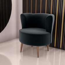 Poltrona para Sala de Recepção Bela Veludo Preto