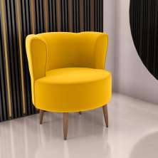 Poltrona para Sala de Recepção Ceará Veludo Holland Amarelo