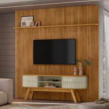 Rack Painel Para TV Sunshroud Cumaru Opala