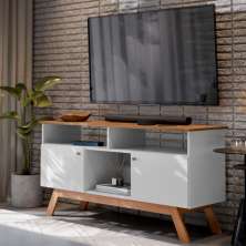 Rack para TV com 3 Nichos Manchester Branco Nature