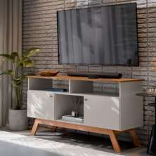 Rack para TV com 3 Nichos Manchester Off White Nature